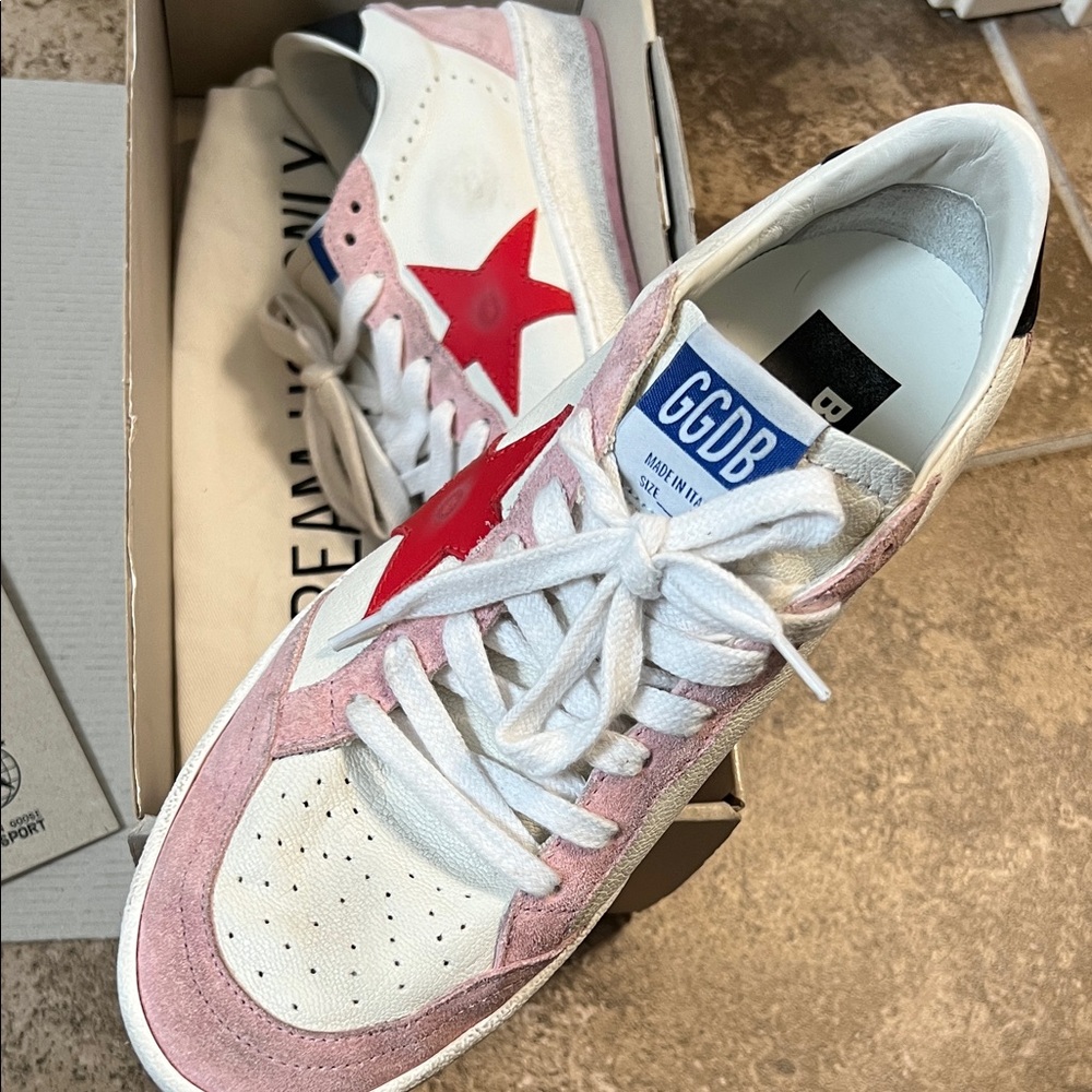 Golden Goose Pink and White Star Accent Sneakers - Picture 2 of 8